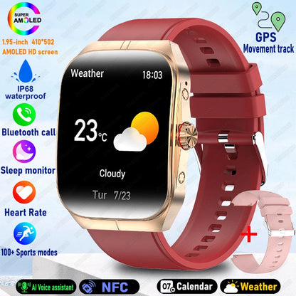 2025 New 1.95 Inch Ultra HD Smart Watch Men For OPPO GPS Tracking Bluetooth Call NFC Heart Rate Sports Fitness Women Smart Watch