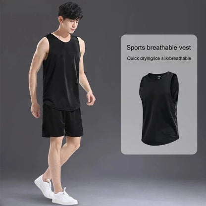 “Flexoora Men’s Ice‑Silk Quick‑Dry Summer 2‑Piece Training Set”