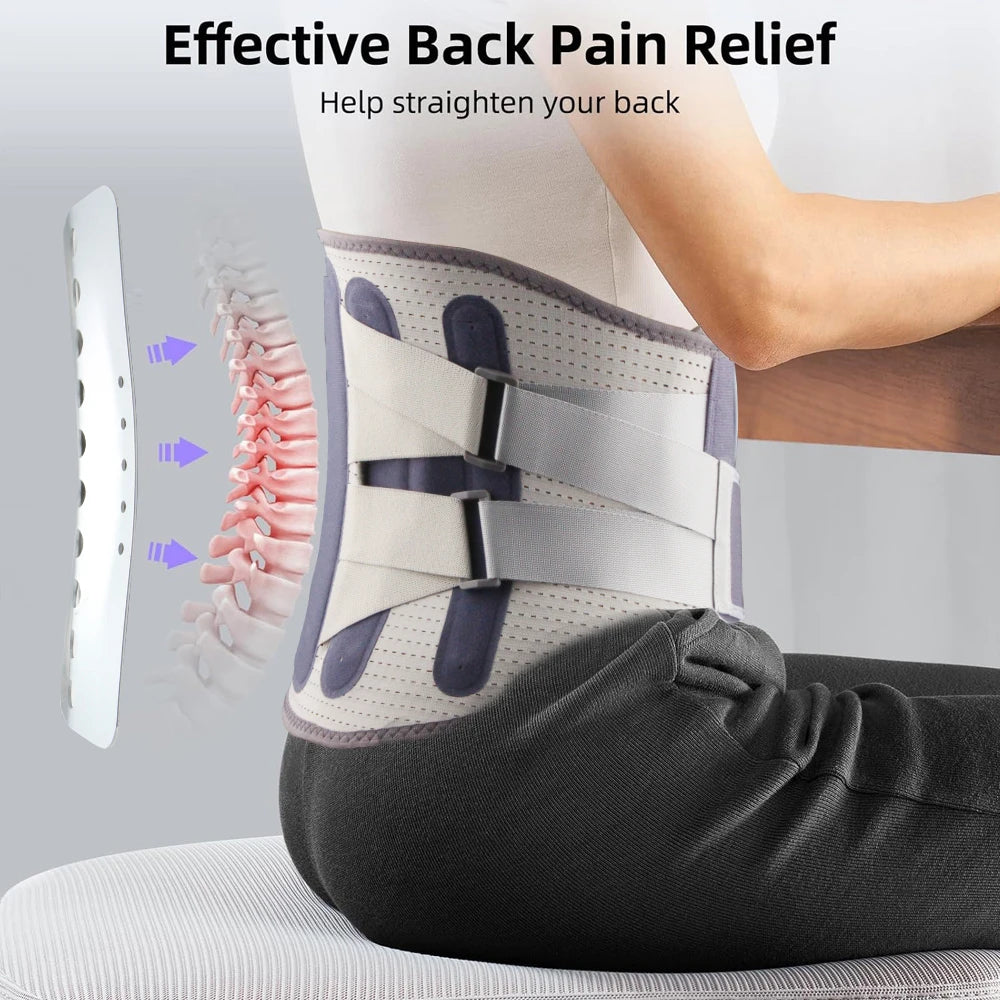 “Flexoora Lumbar Support Back Brace – Gym Fitness Body Adjustable Belt with Bionic Support Plate for Lower Back & Sciatica”