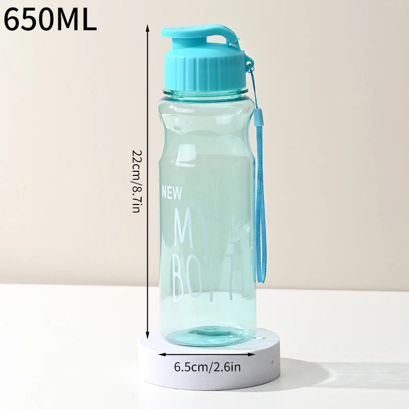 650ML Transparent&Portable Leak-proof Shaker Sports Water Bottle with Lid For School Gym Travel Girl Boy BPA Free
