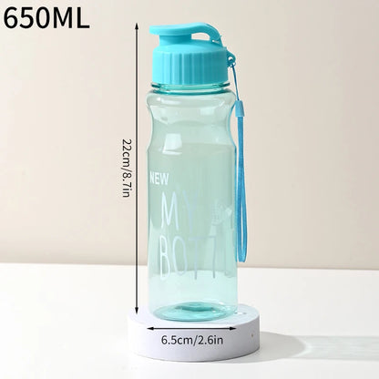 650ML Transparent&Portable Leak-proof Shaker Sports Water Bottle with Lid For School Gym Travel Girl Boy BPA Free