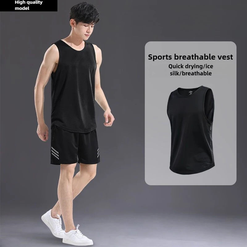 “Flexoora Men’s Ice‑Silk Quick‑Dry Summer 2‑Piece Training Set”