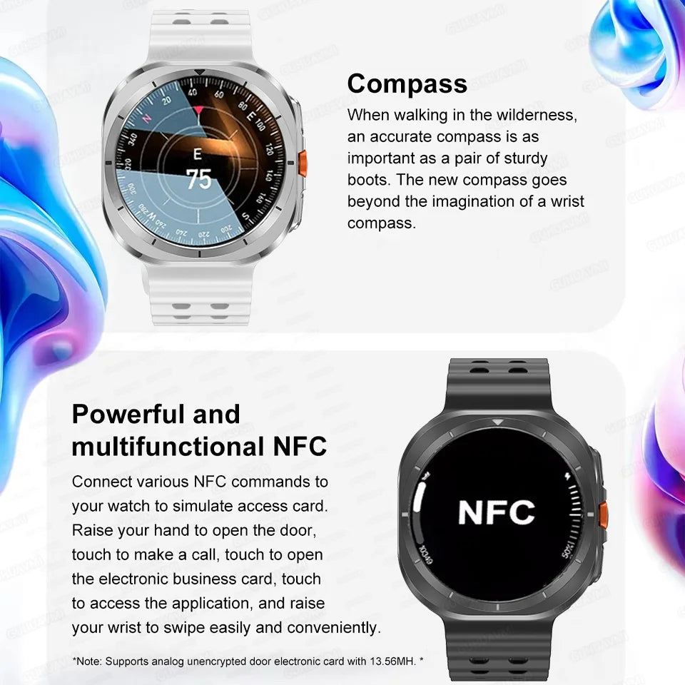 2025 New Watch 7 Ultra Smart Watch Men 32GB Memory Video GPS NFC 47mm AMOLED Fitness Waterproof Sport Tracker Health Smartwatch