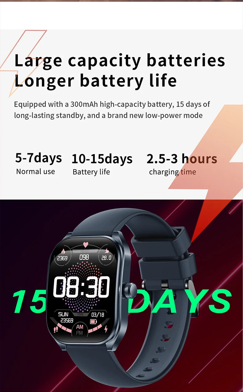 KHwatch 2.01" Curved Screen Smartwatch Men Call Sports Waterproof Wrist Watches Fitness Bracelet Women Watch Clock Smart Watch