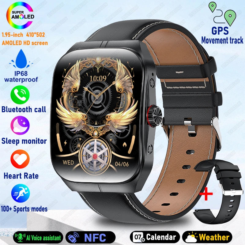 2025 New 1.95 Inch Ultra HD Smart Watch Men For OPPO GPS Tracking Bluetooth Call NFC Heart Rate Sports Fitness Women Smart Watch