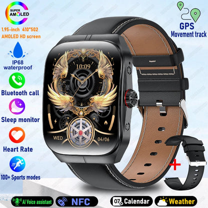 2025 New 1.95 Inch Ultra HD Smart Watch Men For OPPO GPS Tracking Bluetooth Call NFC Heart Rate Sports Fitness Women Smart Watch