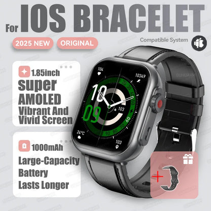 2025 New Fashion Sports Smart Watch Men Women 1.85-Inch HD AMOLED Full Touch Screen IP68 Waterproof Bluetooth Call SmartWatches