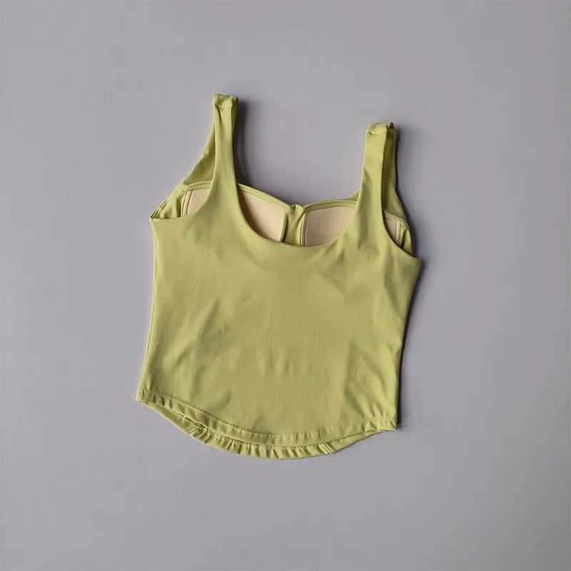 “Flexoora Women’s Shock‑Absorb Racerback Fitness Vest – Beauty Back Design”