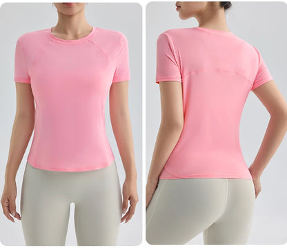 “Flexoora Women’s Quick‑Dry Round‑Neck Short‑Sleeve Gym Tee”