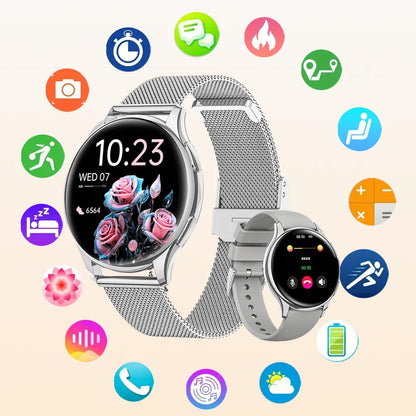 Smart Watch for Women Android & iPhone,1.2" Touch Screen Fitness Tracker, Heart Rate/Sleep/ Monitor, Pedometer,100+ Sport Modes