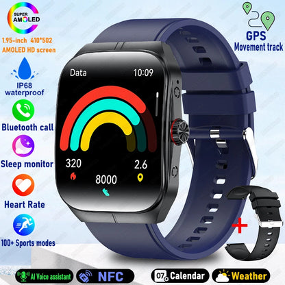2025 New 1.95 Inch Ultra HD Smart Watch Men For OPPO GPS Tracking Bluetooth Call NFC Heart Rate Sports Fitness Women Smart Watch