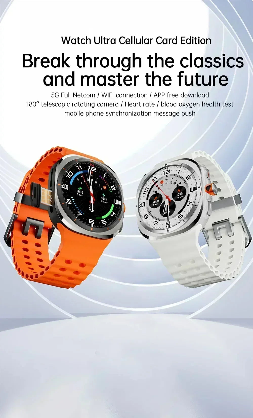 U8 Ultra Smartwatch 5G/4G Android 2025 New Global Call Amoled Screen Rotation Camera GPS WIFI Full Network