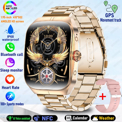2025 New 1.95 Inch Ultra HD Smart Watch Men For OPPO GPS Tracking Bluetooth Call NFC Heart Rate Sports Fitness Women Smart Watch